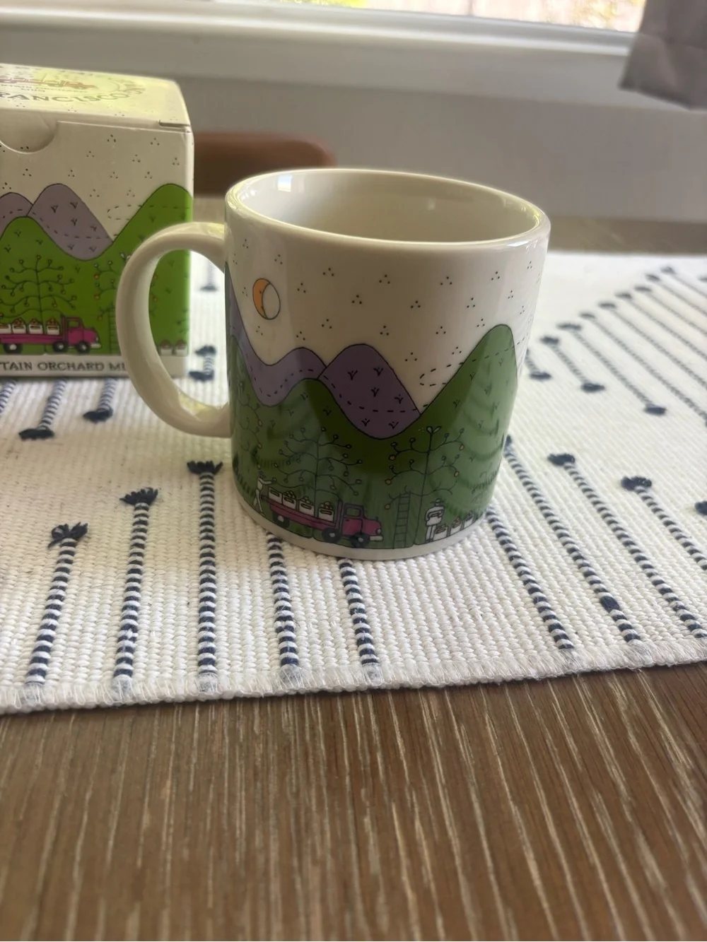 Vintage Taylor & Ng Mountain Orchard 12oz Mug NIB Made in Japan 1983 NOS
